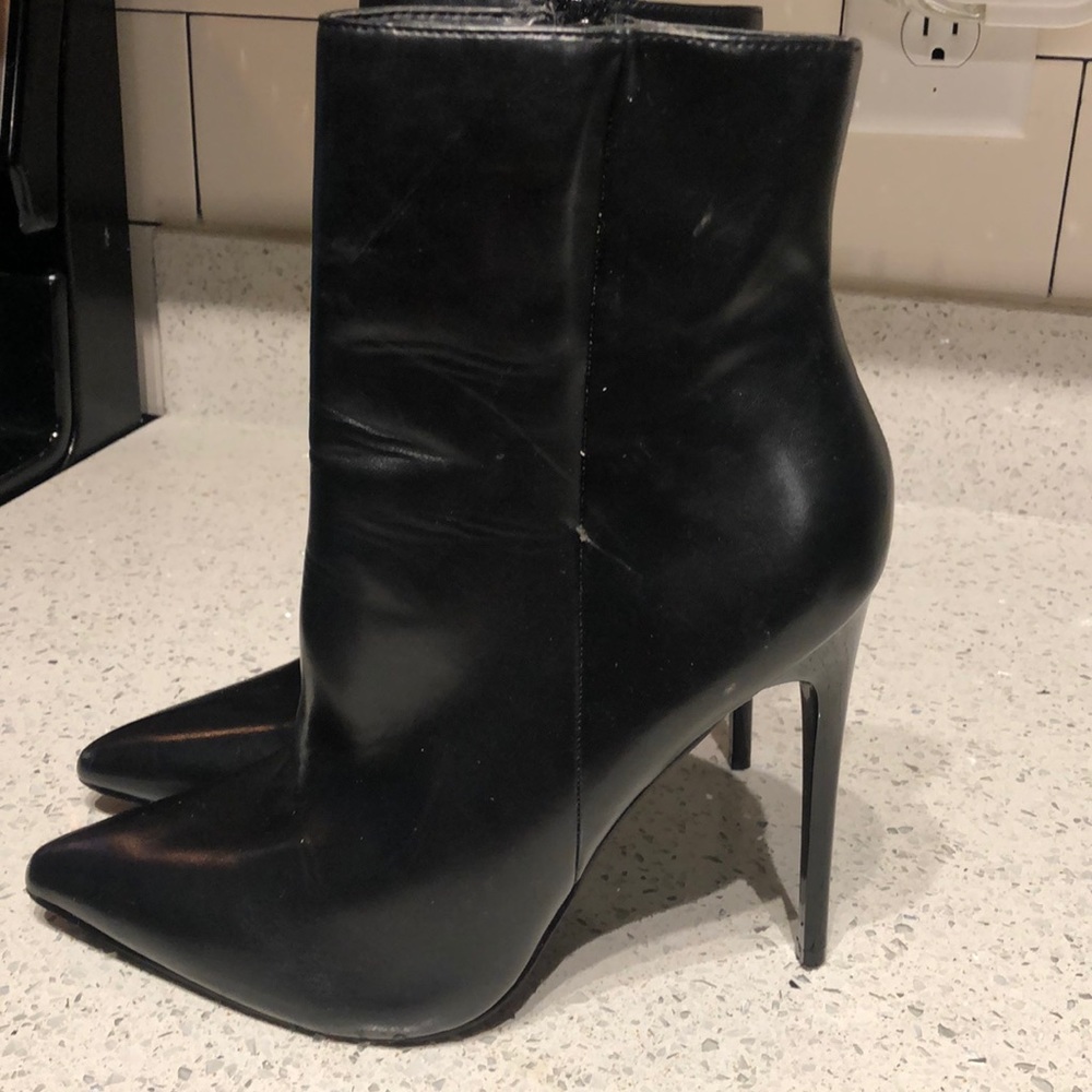 Faux leather ankle booties